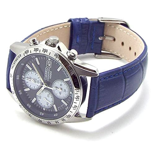 SEIKO Chronograph Watch Genuine Leather Belt Set Domestic Seiko Officially Distributed Navy Blue Belt SND365P1-BL