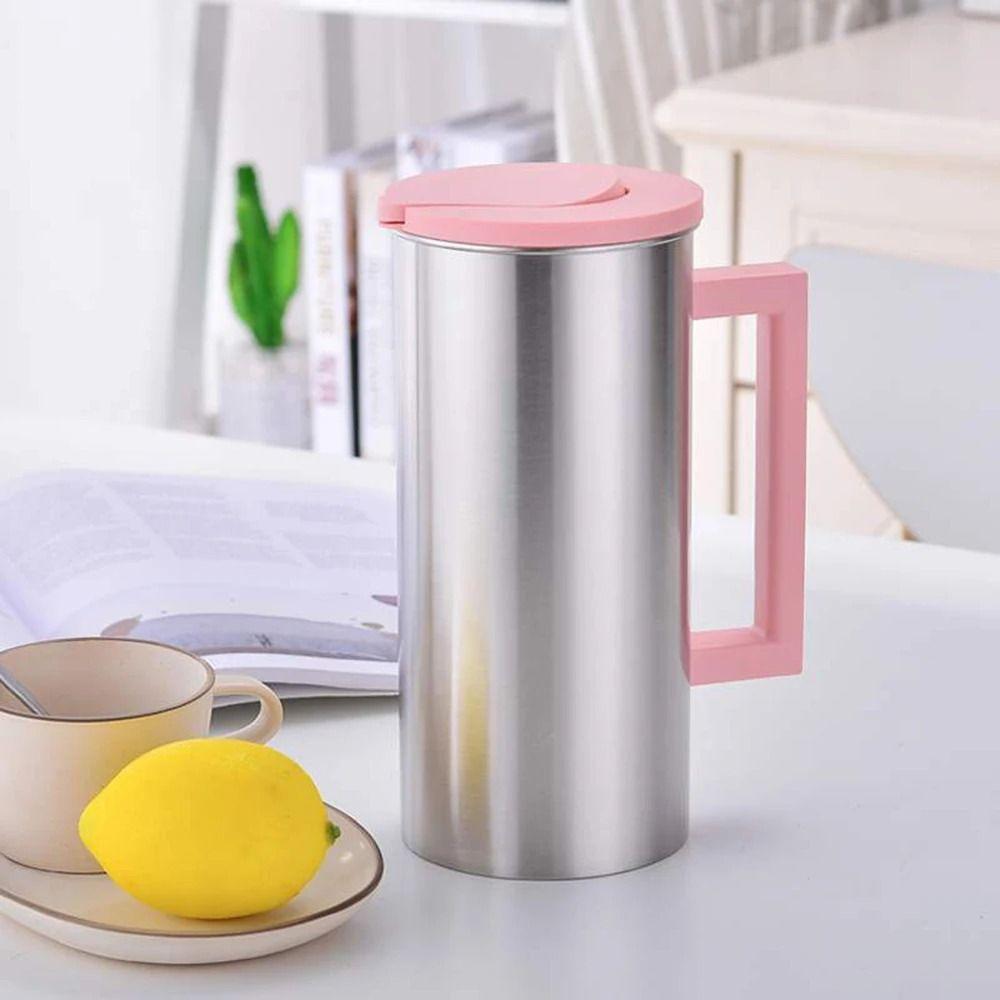 Stainless Steel Large Water Jug Flip Top Lids Iced Tea Pitcher Metal Water Bottle  Travel