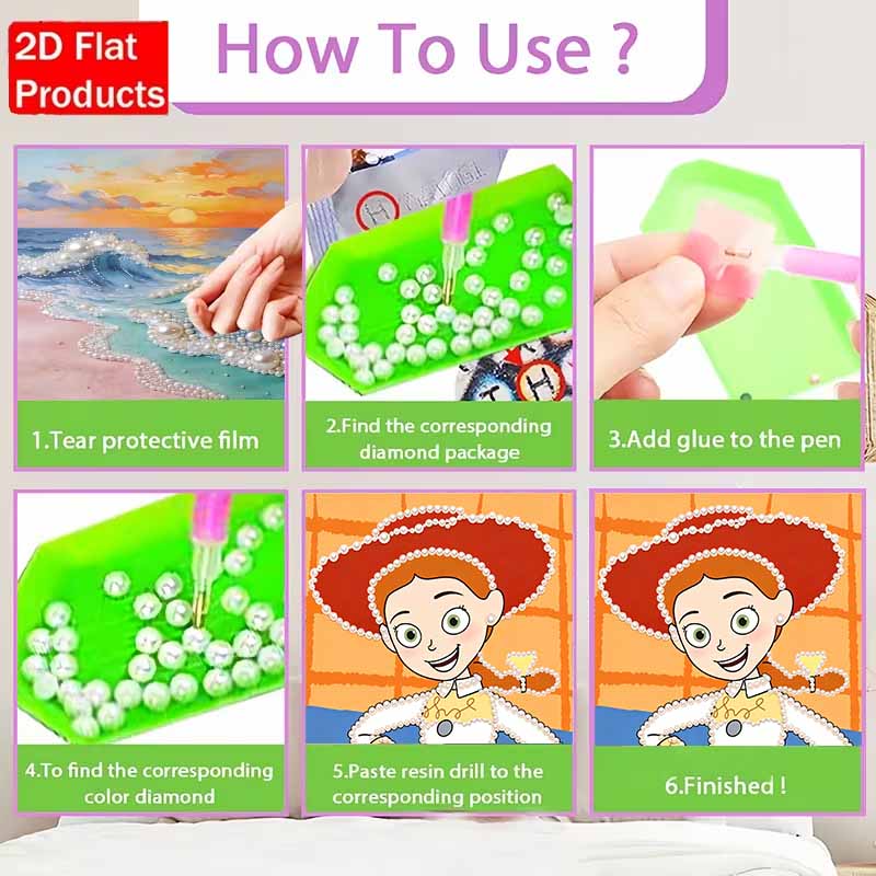 Disney Pearl Art Toy Story's Jessie DIY Handmade Pearl & Gemstone Art Kit Special Shapes Home Wall Decor Crafts