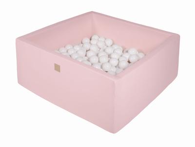 Piscine à Balles Carrée en Mousse pour Bébé® 110x110x40cm avec 400 Balles, Coton, Rose Clair