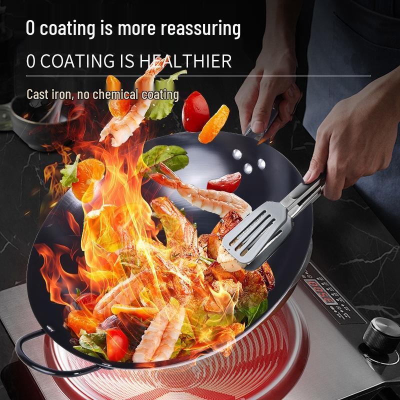 Fushangchu 32cm Nitrided Iron Wok Set