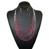 Bohemian Ethnic Style Multilayered Christmas Rice Beads Colorful Necklace Earring Set
