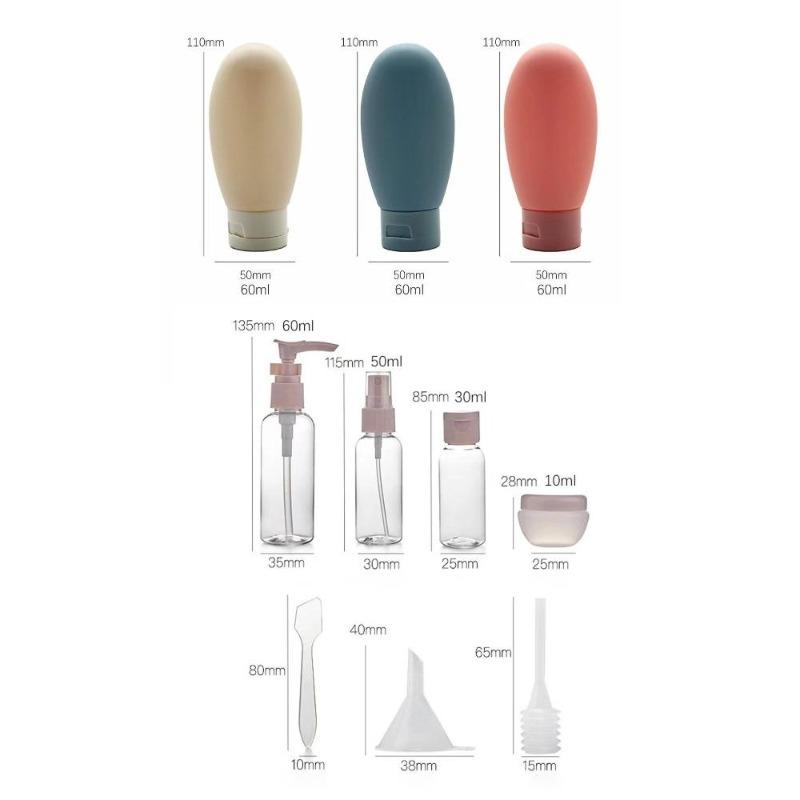 11pcs/set Travel Liquid Container Portable Tool Refillable Spray Lotion Shampoo Shower Tube Bottling Refill Cosmetic