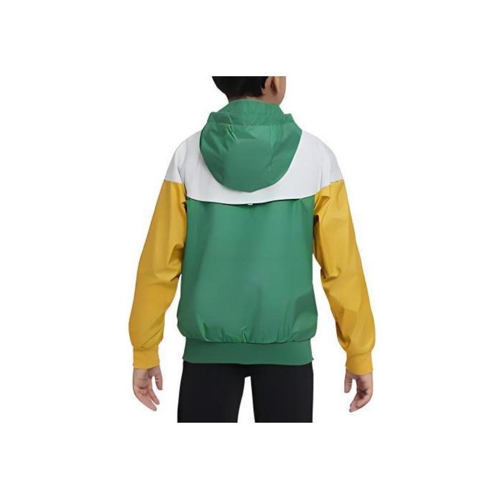 Nike Color Block Logo Sports Hooded Jacket Kids Jackets Green 850443-365