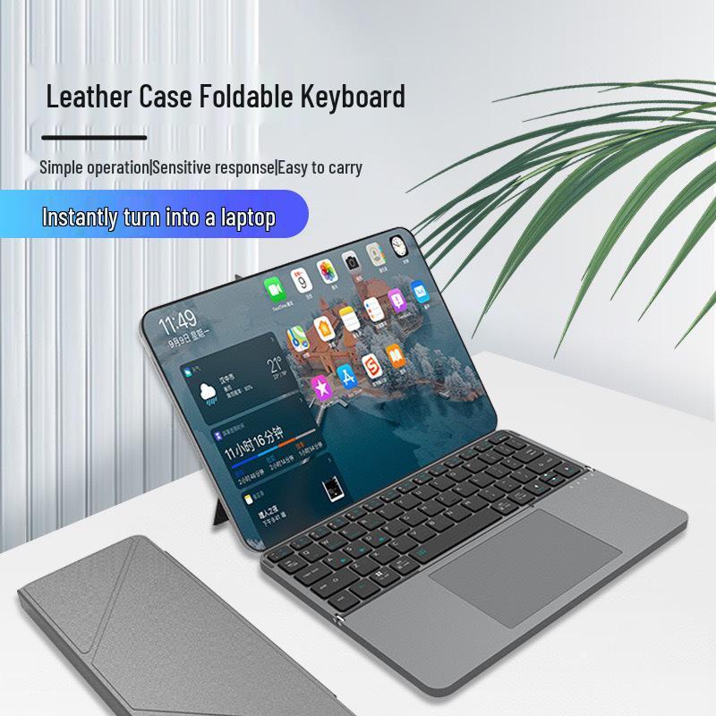Multi-Functional Portable Leather Touch Foldable Detachable Keyboard