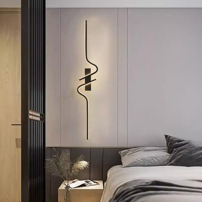 LED Wall Lamp Black 60/80/100cm Wall Light Indoor Decoration For Hotel Bedroom Corridor Living Room Sofa Background Decor Lamp