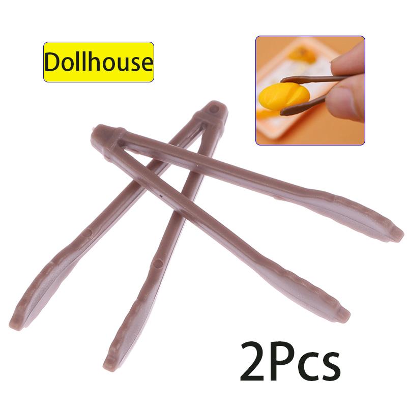 2Pcs Dollhouse Mini Cake Dessert Bread Clip Tweezers Food Clip Bread Tongs Model Tableware Cookware Kitchen Utensils Tools Toys