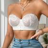 Sexy Lace Embroidery Underwear Women Detachable Strapless Bra Wedding Invisible Slip-proof Brassiere Front Buckle Push Up Bras
