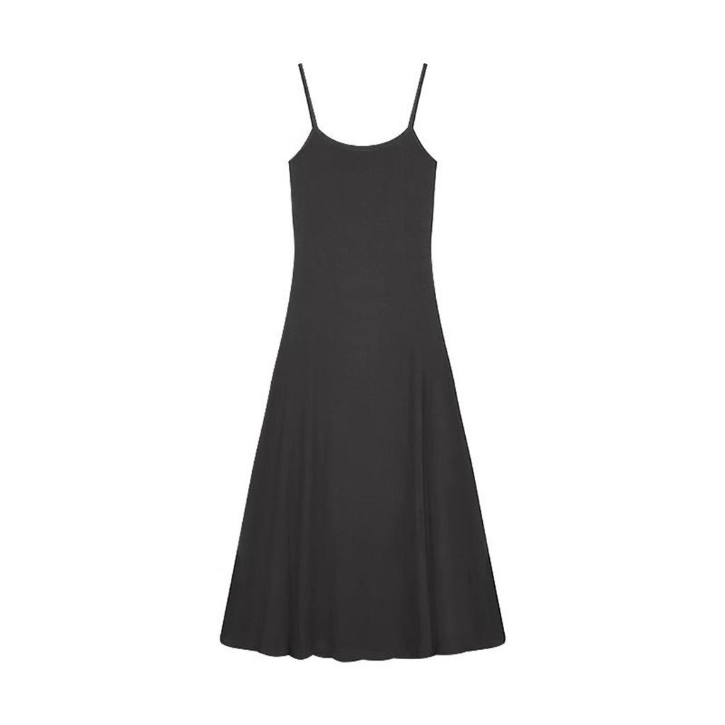 French temperament black small suspender dress children's summer new seaside vacation hip wrap dress
