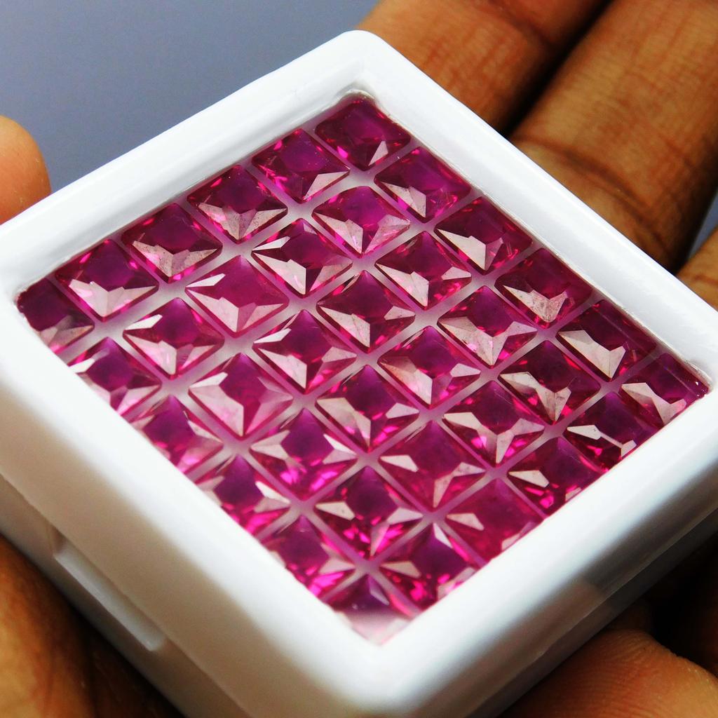 Natural Red Ruby Loose Gemstone   20 PCS Square Cut Lot 5X5 Mm