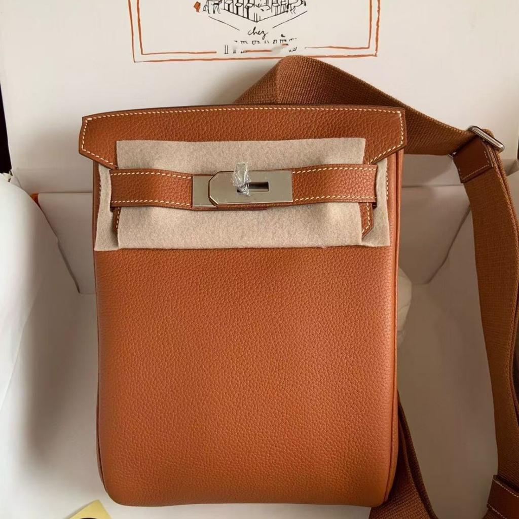 H Home Head Layer Cowhide Togo Lychee Pattern Chest Bag 26 Steel Hardware Men's Women's Universal Leather Waist Diagonal Shoulder