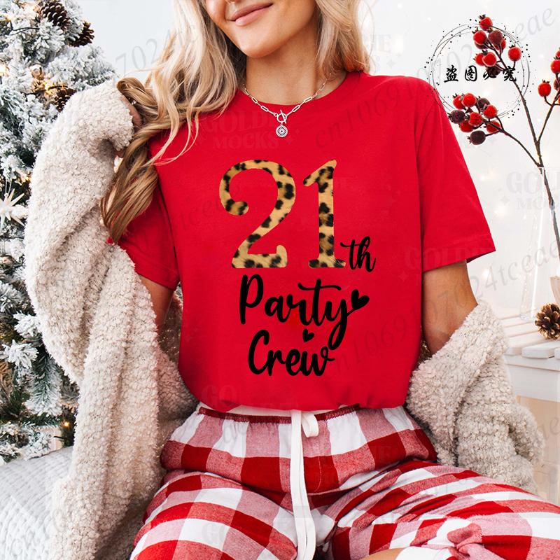 It's My 21th Birthday Leopard Birthday Vintage Graphic TShirt Unisexs Short Sleeve Crew Neck Casual with Retro Aesthetic Clothes