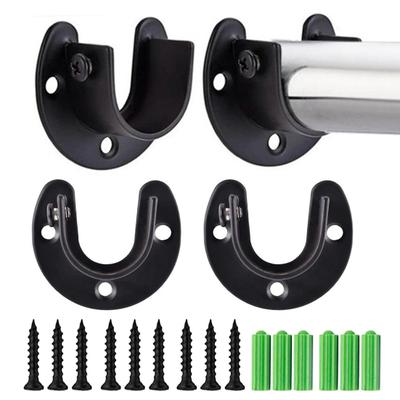 1 Set Closet Rod Bracket with Screws Rustproof Corrosion Resistant Simple Installation Curtain Rod Holder Closet Rod Support Kit