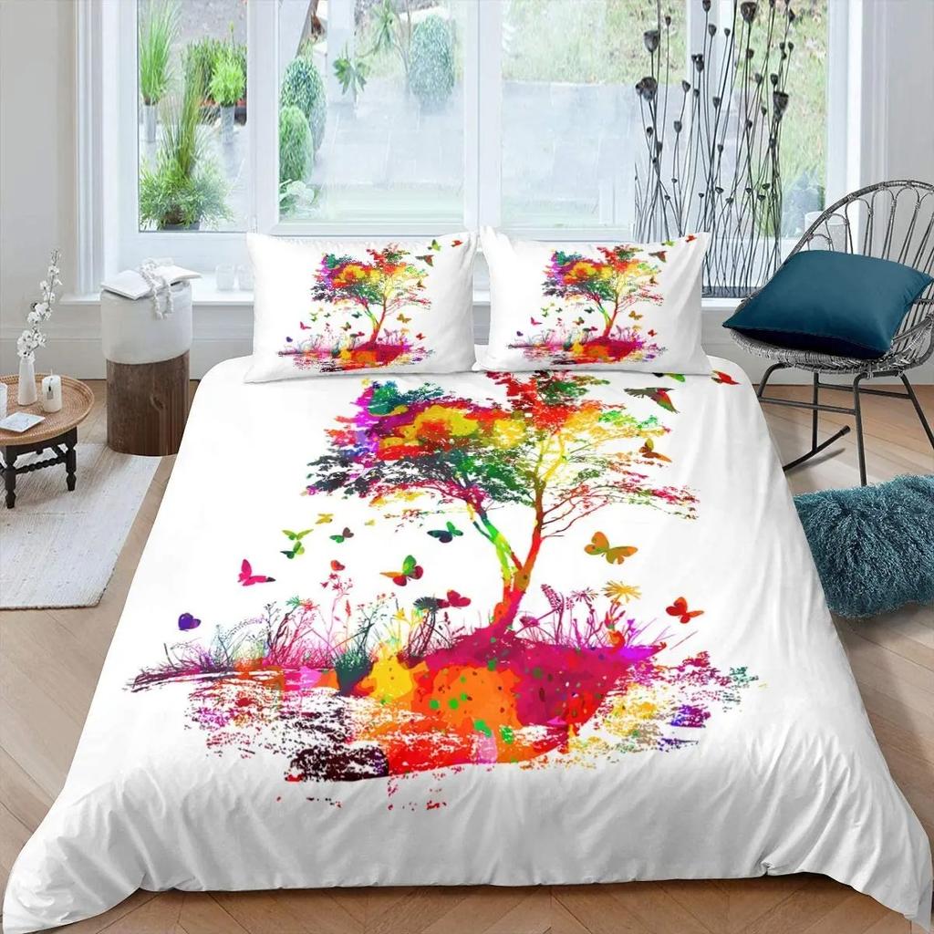 Tree Of Life Duvet Cover Set Polyester King Queen Full Size For Kids Boys Girls Bedding With Comforter Cover