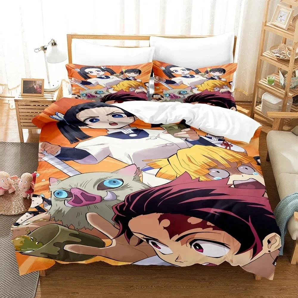 3D Anime Demon Slayer Kimetsu No Yaiba Bedding Sets Duvet Cover Set With Pillowcase Twin Full Queen King Bedclothes Bed Linen