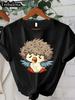 Women's Funny Bird Graphic T-Shirt Cute Fluffy Bird with Expressive Eyes Soft Everyday Casual Tee Lightweight Warm Weather Shirt