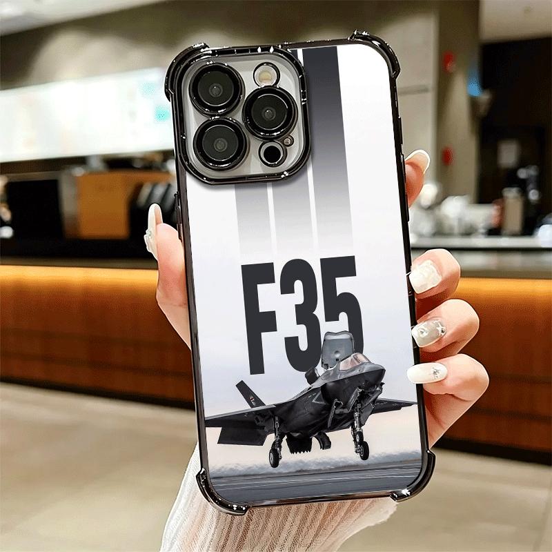 Fighter Plane F-22 Raptor Cool Soft Phone Case For iPhone 15 16 17 Air 14 Pro Max 16E Plus 13 12 Mini Plating Anti-Fall Fundas