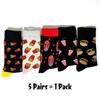 5 Pairs/Pack Men Funny Socks Casual Hip Hop Creative Cartoon Novelty Calcetines Hombre Street