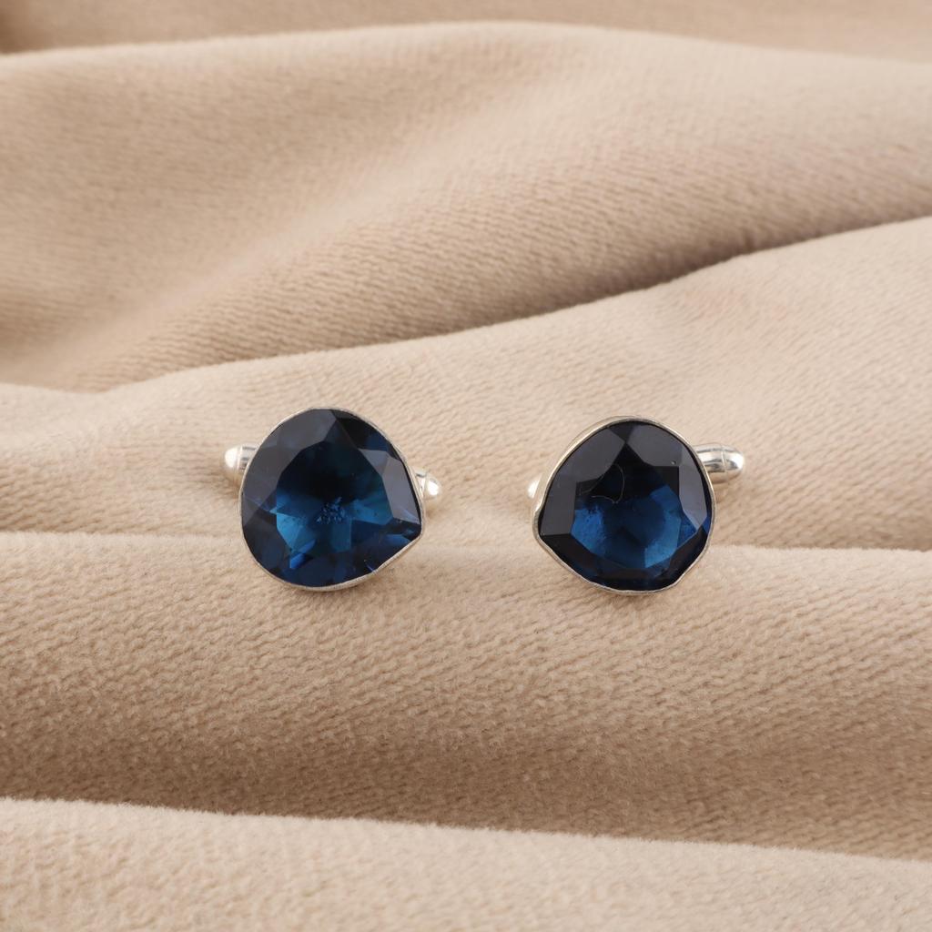 London Blue Topas Edelstein 925 Sterling Silber Handgefertigter Schmuck Designer Formelle Manschettenknöpfe 1" CL-10-8