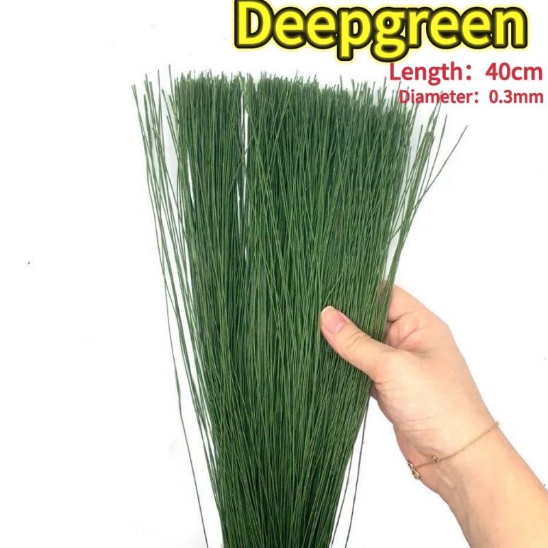 100pc Artificial Green Flower Stem Iron Wire Christmas Wedding Celebration Bridal Bouquet Home Vase DIY Accessory Material Decor diameter 0.3mm-100pc