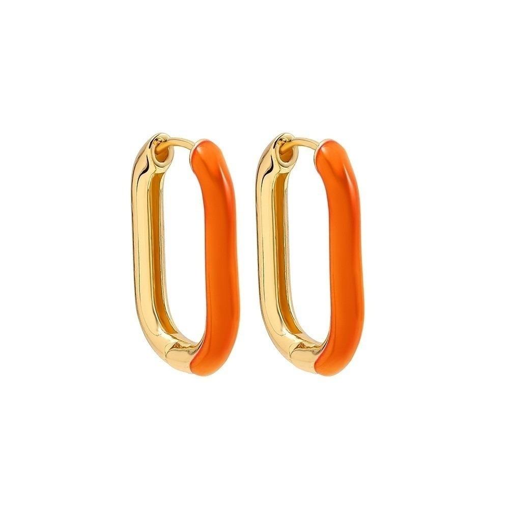 1 Pair Retro Geometric Hoop Earrings Colorful Colorful Enamel Earrings  Women Jewelry