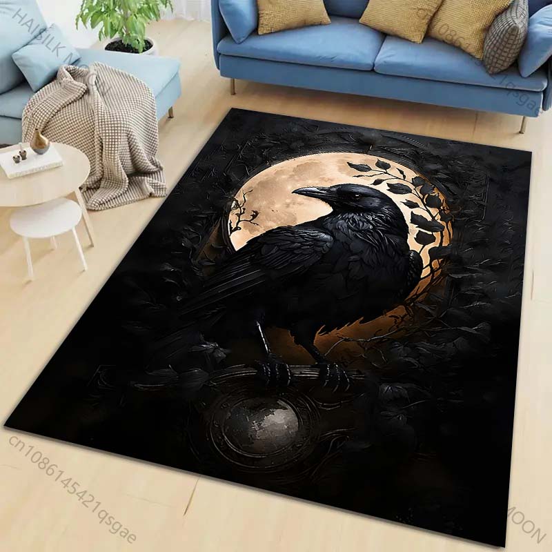 

Raven with full moon background Carpet for Living Room Bedroom Bedside Floor Mat Cloakroom Child Play Mat Area Rug Large Size 40cm x 60cm