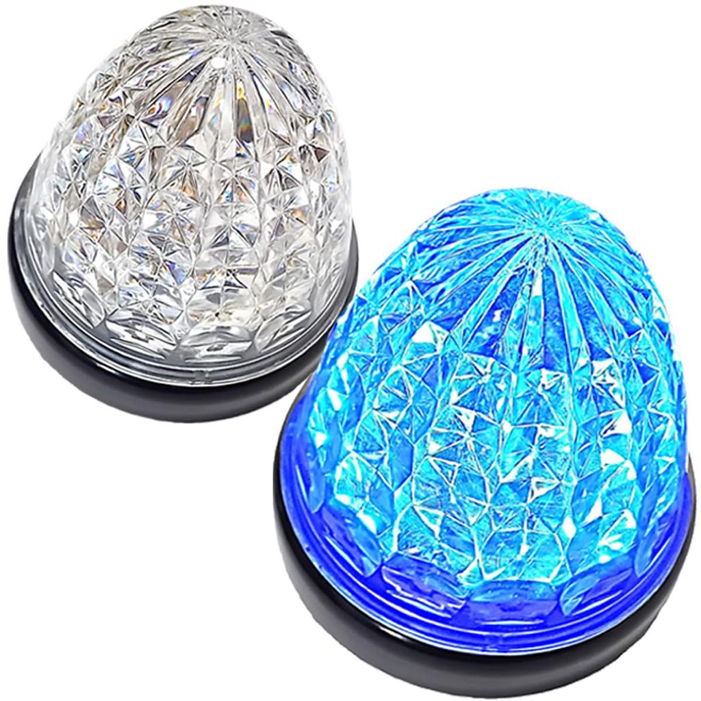 Customize 24V Truck LED Side Marker Lights with Crystal 16 Universal Waterproof Ceiling Various Colors with Clear Cut, LEDs, Mount, (Blue Lens,