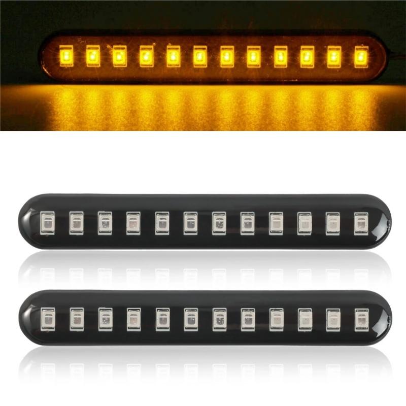 2pcs Universal 12LED Light Strip Motorcycle Motorbike Turn Signal Indicators Light Lamp Amber