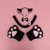 Cute Cat Costume Set with Cat Ear Paw and Bell Design for Halloween 4-Piece Headband, Choker, Gloves, Tail, Bow,