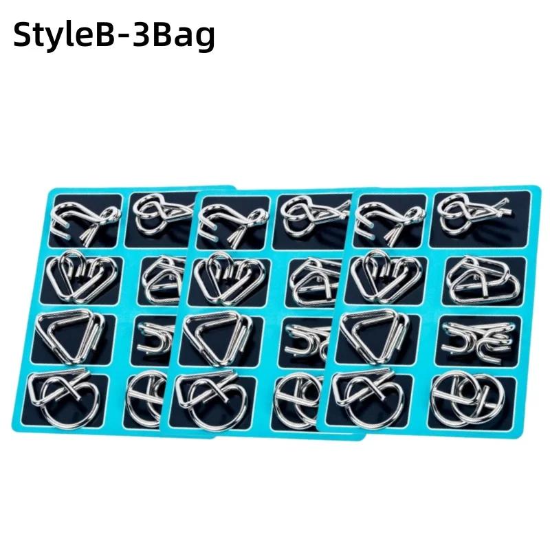 8Pcs/Set Metal Unlock Puzzle Toy Brain Teaser Rings for Adults Office Party IQ Logic Game Stress Relief Gift Box Fidget Tool