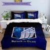 Attack on Titan 3pcs Bedding Set Duvet Cover Closure Includes 1 Duvet Cover & 2 Pillowcases for All Seasons Bedroom Home Dorm Decor