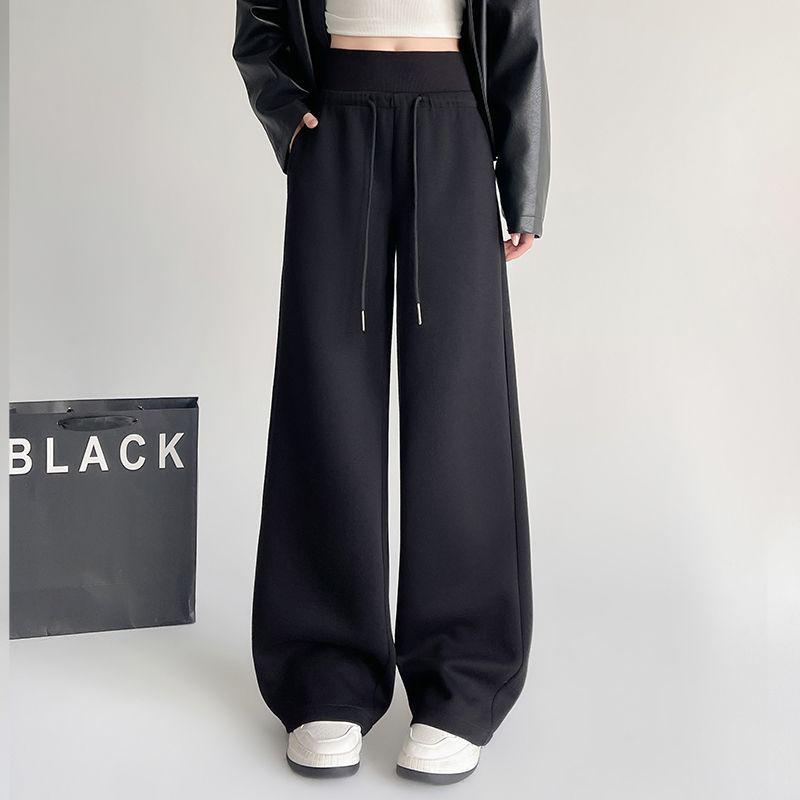 

American Fleece Wide-Leg High-Waisted Sweatpants for Women - 2025 Autumn/Winter Casual Floor-Length Sports Pants XL