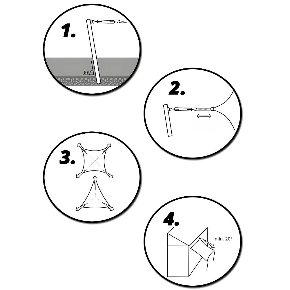 Sail Canopy Tarp Sunscreen UV Awning Gray Waterproof 3X3
