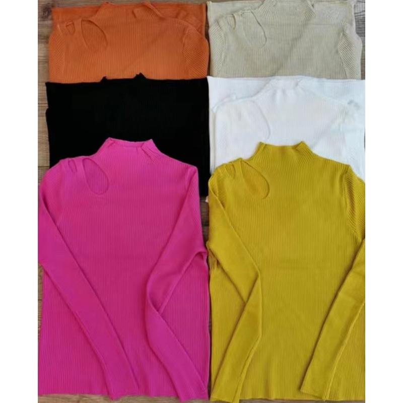Autumn Chic Hollow Out Base Knitted Sweater for Women Fashion Winter Clothing Half High Neck Pullover Sweaters Ladies Slim Fit Knitwears Jumper 24987