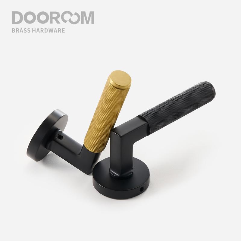 Dooroom Drehknauf Gerändeltes Messing Türschloss-Set Modernes Interieur Schlafzimmer Badezimmer Holztür Drückergarnitur Dummy Privacy Durchgangsschloss