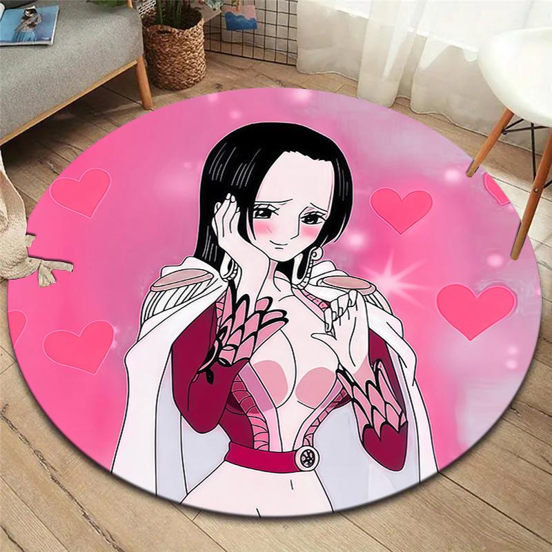 One Piece Boa Hancock Round Area Rug Carpet Rug For Living Room Bedroom Sofa Playroom Decor Nonslip Floor Mat