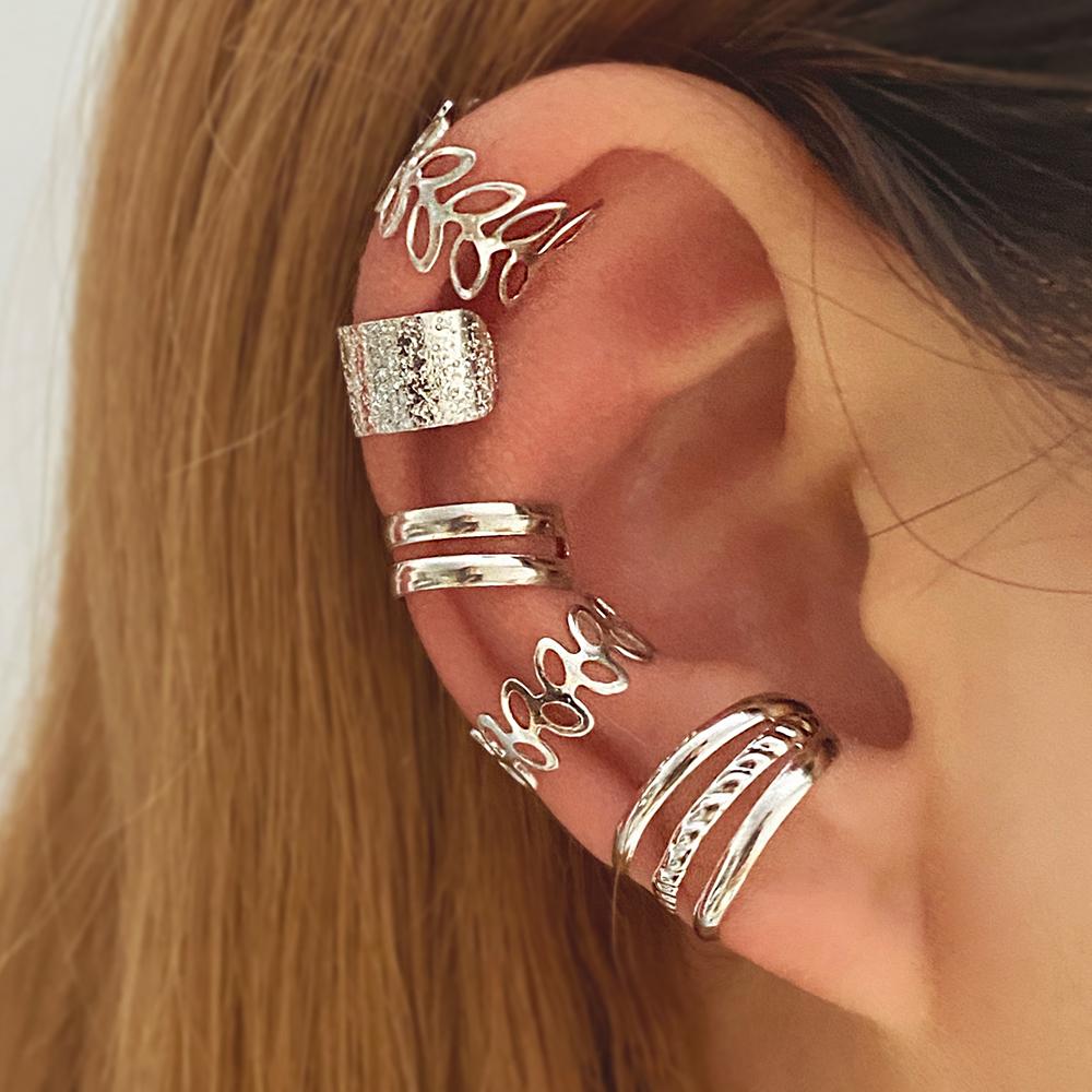 Ohrclip-Schmuckset für Damen, aushöhlen, schlicht, modisch, elegant, Paar passende personalisierte Ohrringe