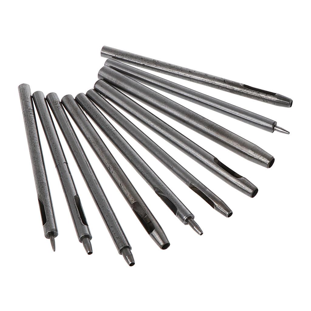 10Pieces DIY Handmade Belt Punching Leather Hole Punch Hollow Drilling Tools Leather Handicraft Puncher Set Leather Tool