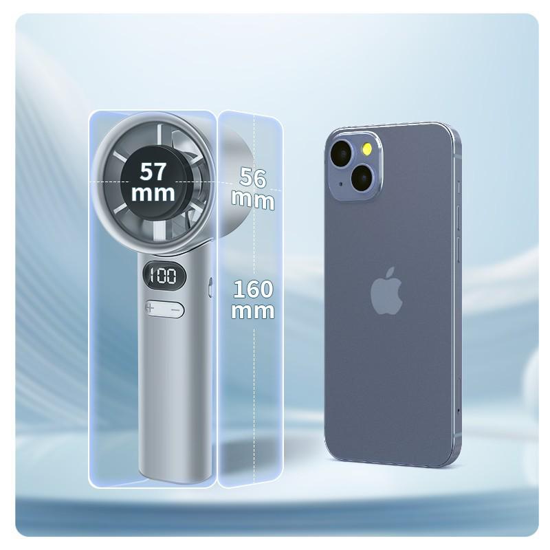 Portable Handheld Stepless-Speed Turbine Fan for Outdoor Use 1800mAh Battery циан/зелёный