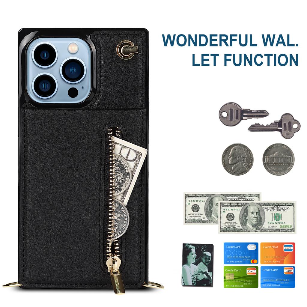 Luxury Crossbody Premium Leather Cover For iPhone 13 11 12 Pro XR XS Max X 7 8 Plus With Stand Function Shockproof Flip Case