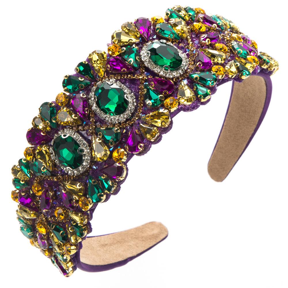 

Широкий ободок в стиле барокко с разноцветными драгоценными камнями для элегантных случаев