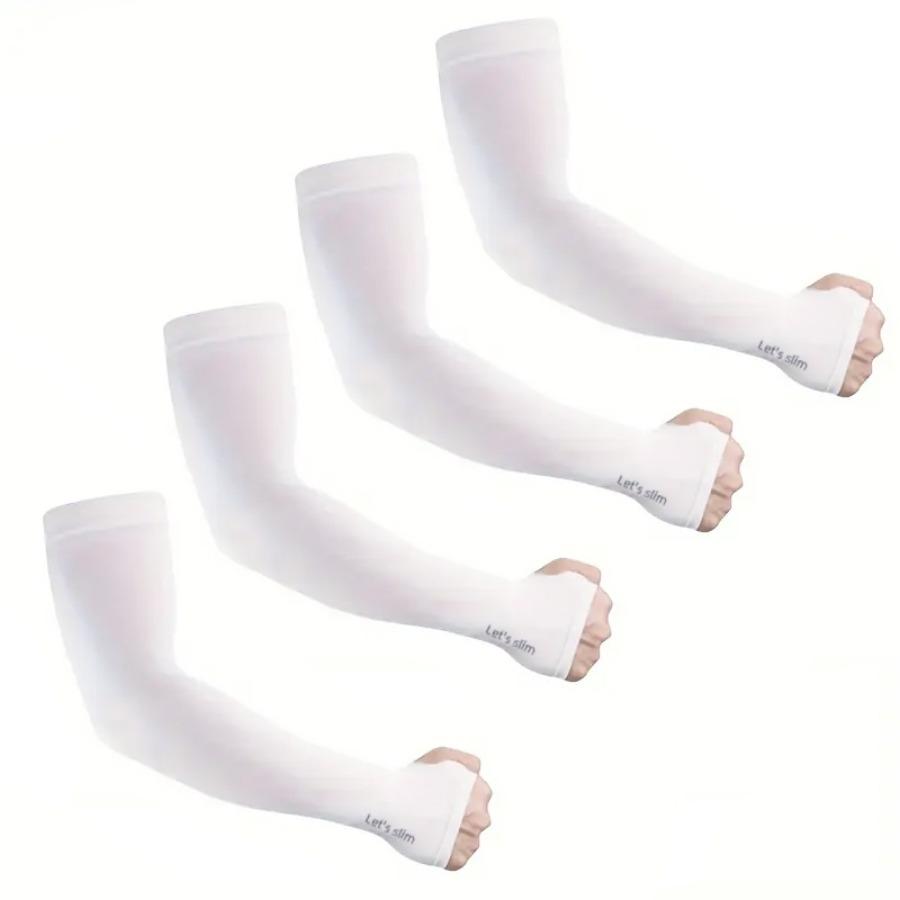 4 Pairs Summer Ice Silk Sun Protection Ice Sleeve Unisex Fashion Outdoor Sports Cycling Driving Sun Protection Arm Sleeve 4 Pairs белый