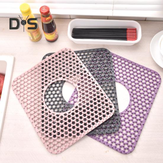 Silicone Sink Mat with Center Drain Heat-Resistant Flexible Non-Slip Design Easy To Clean Reusable Sink Protector Mat