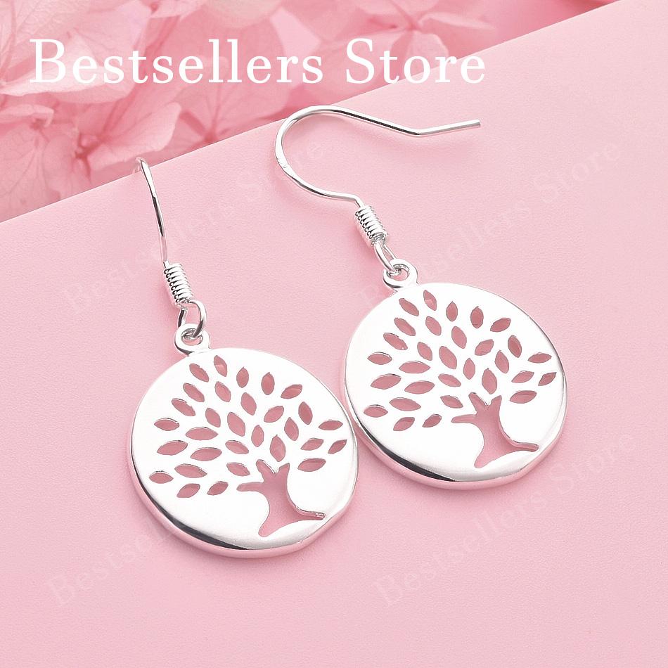 Luxury 925 Sterling Silver Exquisite Openwork Tree Earrings for Women, Fashion Gift Jewelry Wedding Accessories