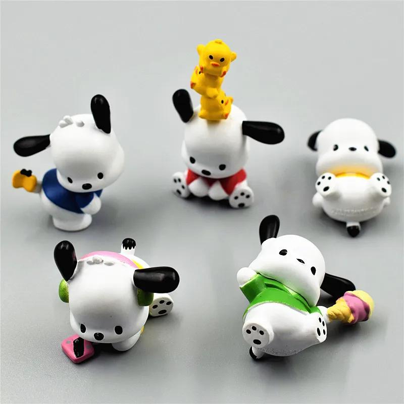 5Pcs Anime Figure Doll 3-4cm Kawaii Pochacco Melody Model Accessories Children's Toys Gift Action Figures Hobbies Gift