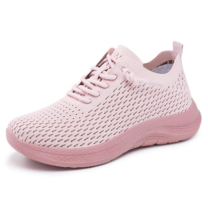 Women's Summer Breathable Fly-Knit Lace-Up Sneakers - Soft Sole Casual Style