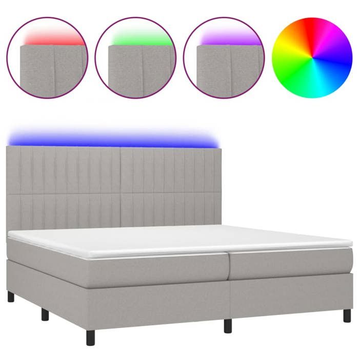 VidaXL Sommier à Lattes de Lit avec Matelas et LED, Lit Rembourré avec Tête de Lit, Lit Double, Lit Adulte de Chambre, 3135061