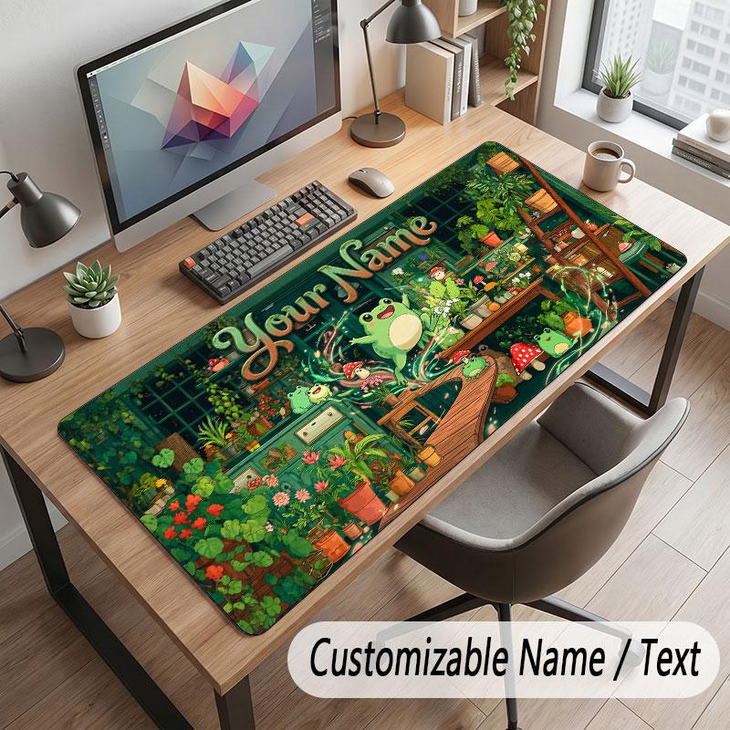 Floral Garden Theme Customized Mouse Pad Personalized Print Name Text Desk Mat For Home Office Table Decor