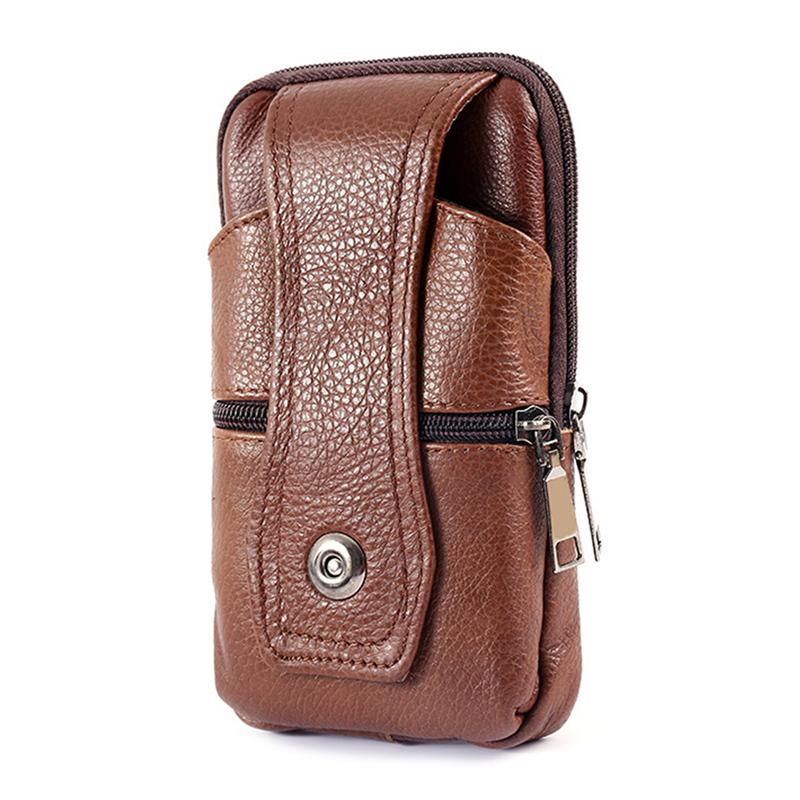 Retro PU Leather Men Waist Bag Multifunctional Outdoor Casual Belt Bag Mobile Phone Pouch Fanny Pack For Men