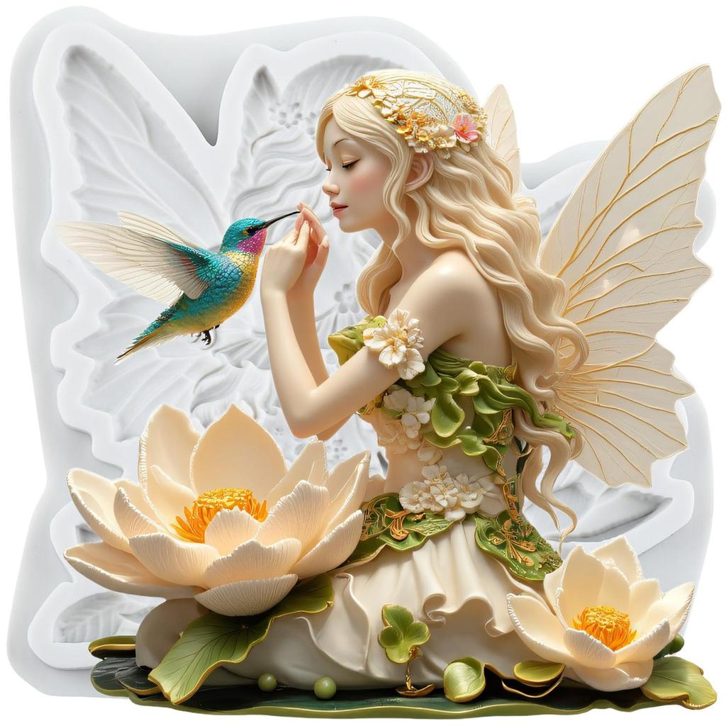 Flower Fairy Silicone Mold Bird Fondant Molds Cake Decorating Tools Cupcake Topper Candy Sugar Craft Gum Paste Polymer Clay